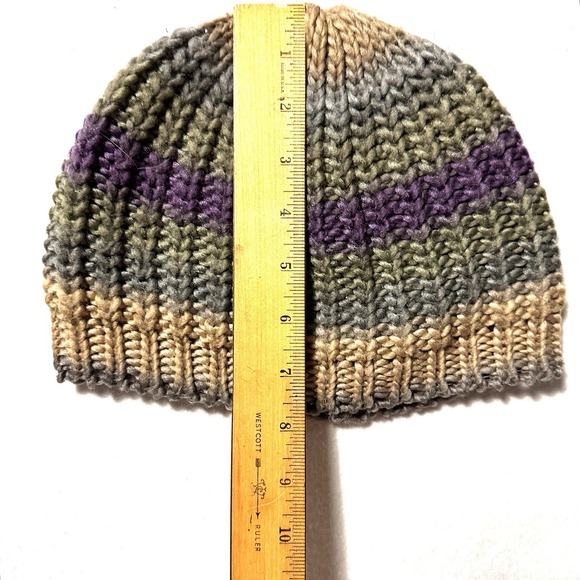 Vintage Chunky Knit Winter Beanie Hat Unbranded variegated - Picture 8 of 8